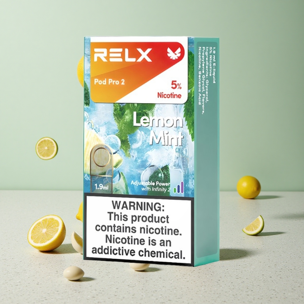 RELX Pod Pro 2 600 Puffs Citrom Menta kombináció 5 nikotin 19ml 3 feszültségbeállítás