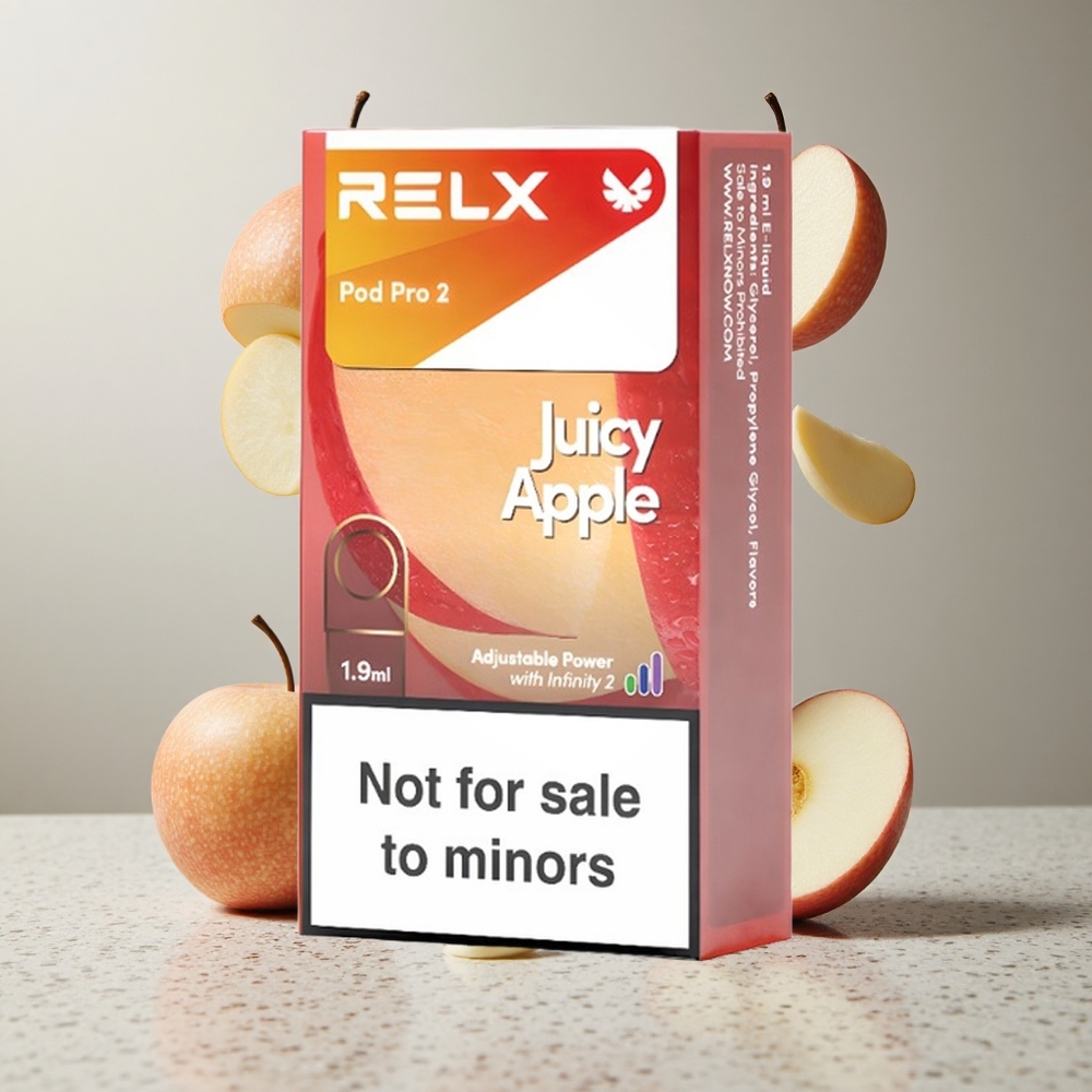 RELX Pod Pro 2 600 Puffs Friss Alma Nikotinszint 0 Tartály méret 19ml