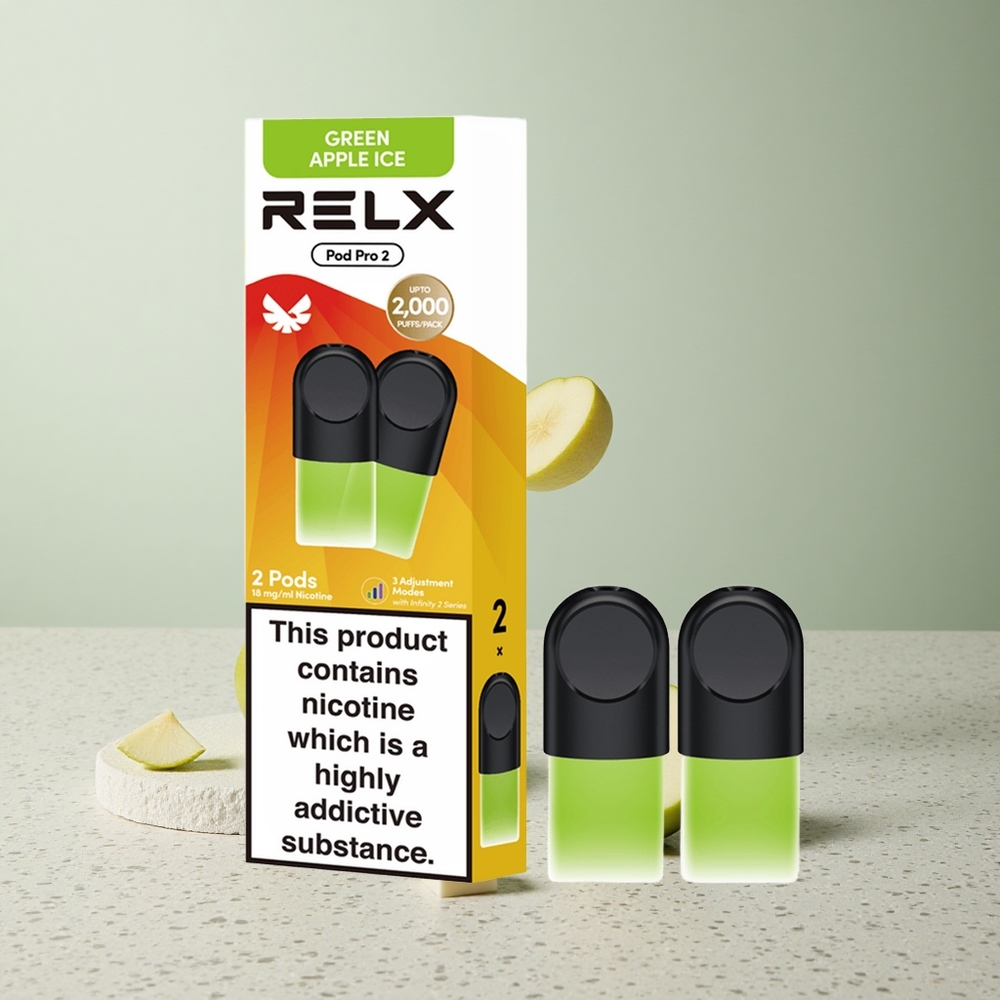 RELX Pod Pro 2 600 Puffs Zöldalma Jég (Nikotintartalom 18 Tartálykapacitás 19ml)