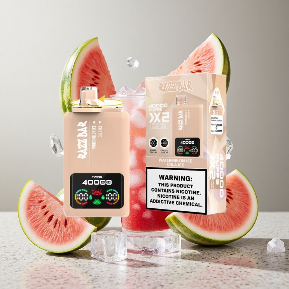 Razz Bar 40000 Puffs Egyszerhasználatos Vape Görögdinnye Jég Kóla Jég 650 Mah Akkumulátor Type-C Port
