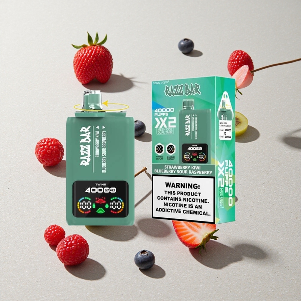 Razz Bar 40000 Puffs Eldobható E-cigaretta Eper-Kiwi Áfonya Savanyú Málna és 650 Mah Akku Típus-C Csatlakozó