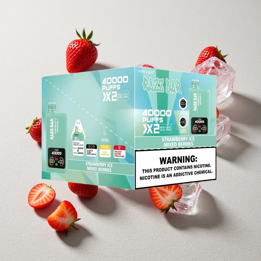 Razz Bar 40000 Puffs Összetett Bogyós Eperjég és Áramképernyős Kijelző