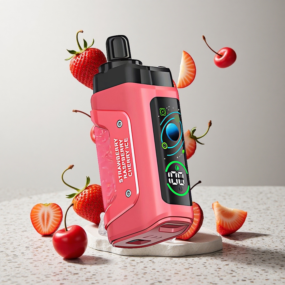 Razz Bar 45000 Puffs Egyhasználatos E-cigaretta Eper-Cseresznye Jég (10 Ohm Mesh Coil 650 mAh Akku)