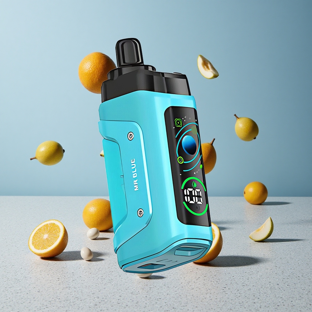 Razz Bar 45000 Puffs Egyhasználatos E-cigaretta Mr Kék és Málna Beállítható Légáramlás Type-C Töltés