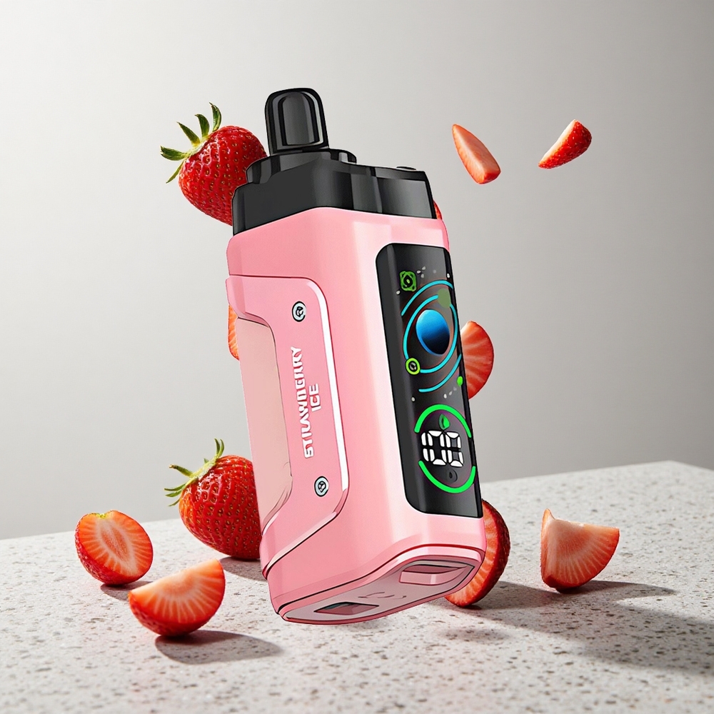 Razz Bar 45000 Puffs Elszívható E-Cigi Eper Jég és Áfonya 10 Ohm Mesh Coil Beállítható Légáramlás