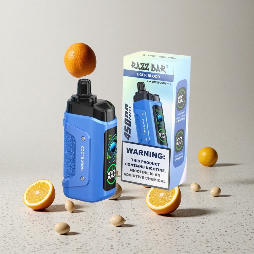 Razz Bar 45000 Puffs Elszívható E-cigaretta Tigrisvér és Málna