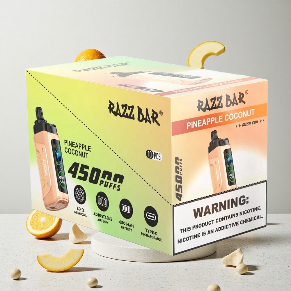 Razz Bar 45000 Puffs Elszívható E-szigi Ananász-Kókusz Íz Type-C Töltéssel
