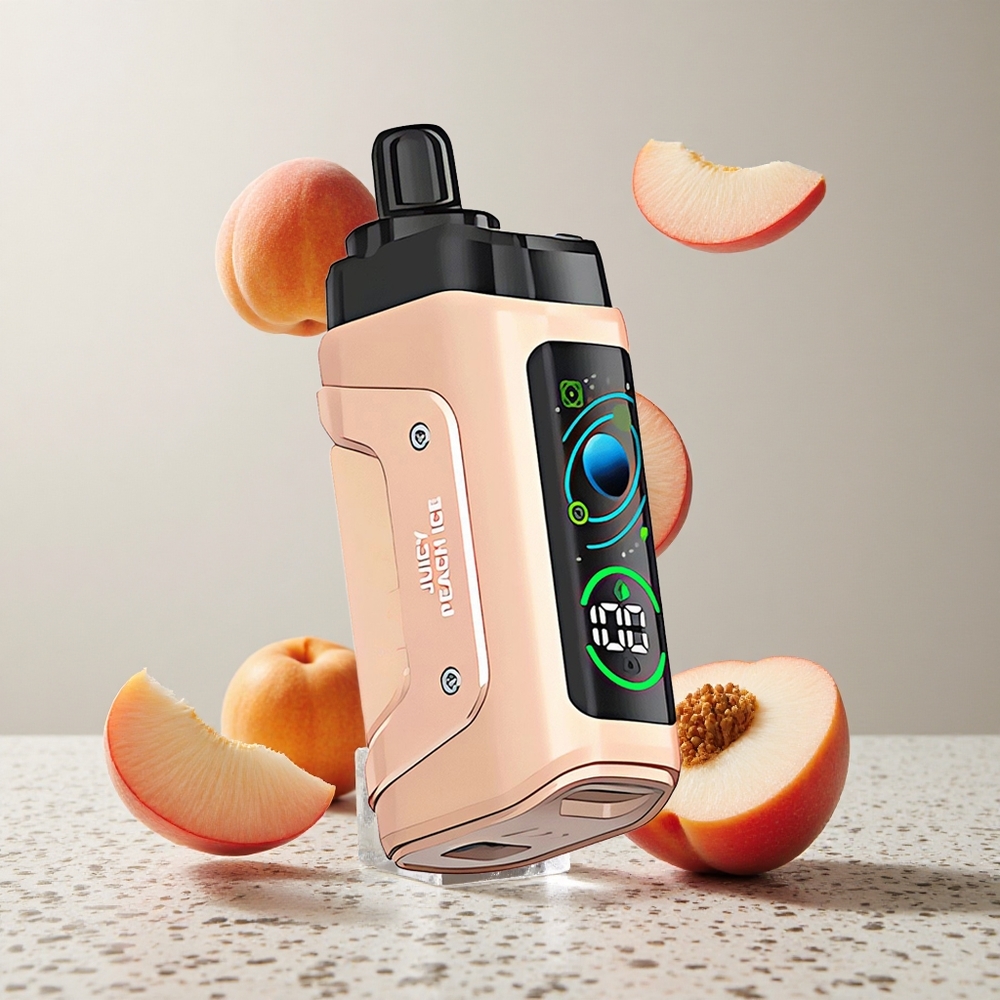 Razz Bar 45000 Puffs Elszívható E-szigi Juicy Peach Jég és Áfonya 10 Ohm Mesh Coil Beállítható Légáramlás