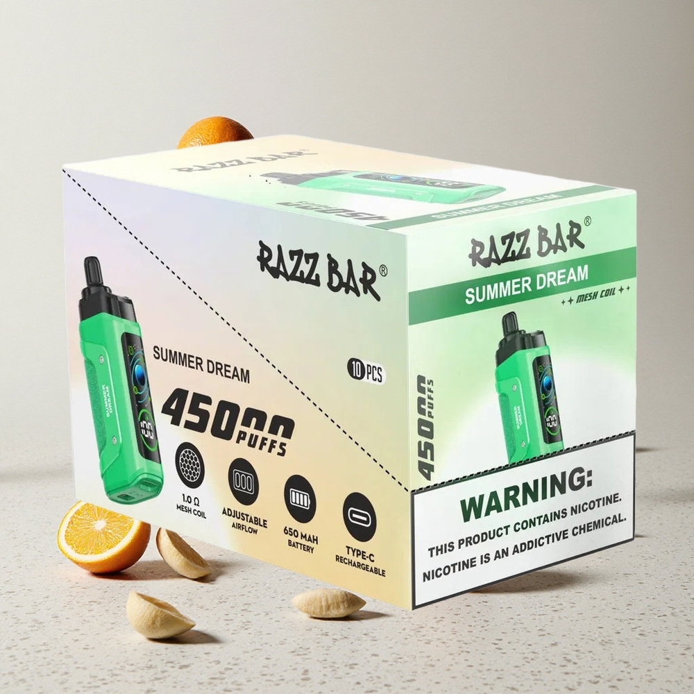 Razz Bar 45000 Puffs Elszívható E-szigi Nyári Álom Állítható Légáramlással és 20 mg/ml Nikotinerősség