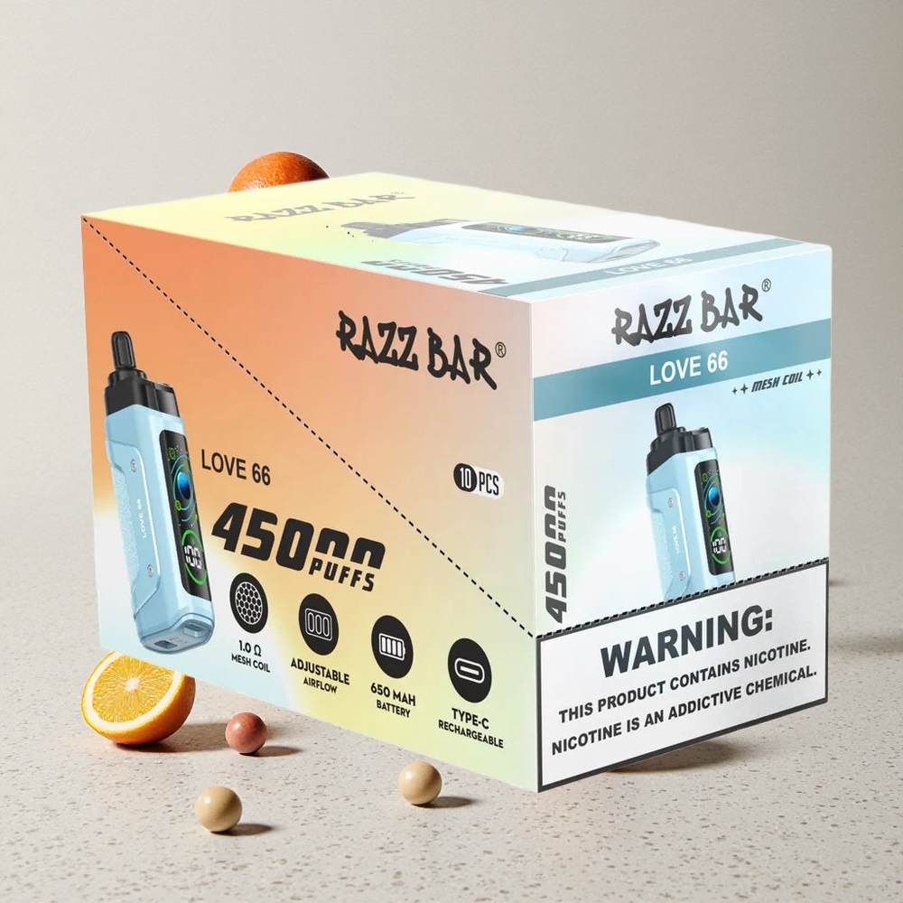 Razz Bar 45000 Puffs Szerelem 66 ElEldobható Vape Állítható Légáramlás és 10 Ohm Mesh Coil
