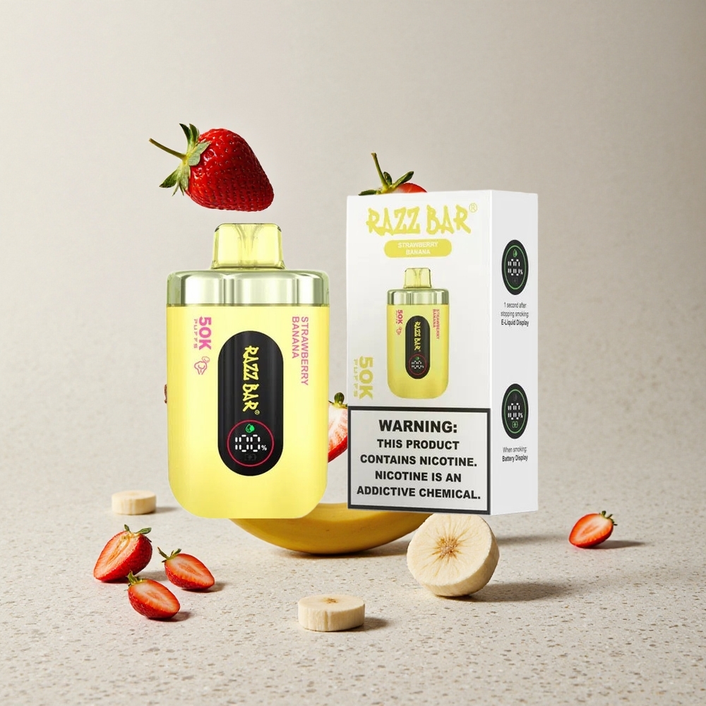 Razz Bar 50 000 Puffs Eldobható Vape Eper-Banán és 650 Mah Akku